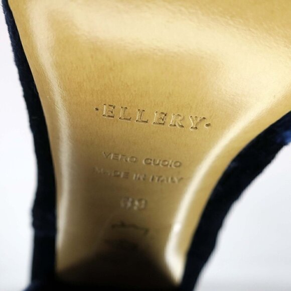 ELLERY Esmond Blue Velvet Ankle Boots Back Zip Made in Italy $1195 Women's 39/8M - Picture 10 of 10